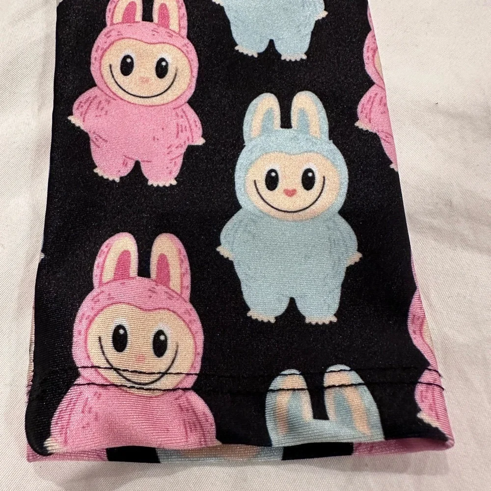 Boutique Labubu Print Girls Leggings - Black, Pink, and Blue